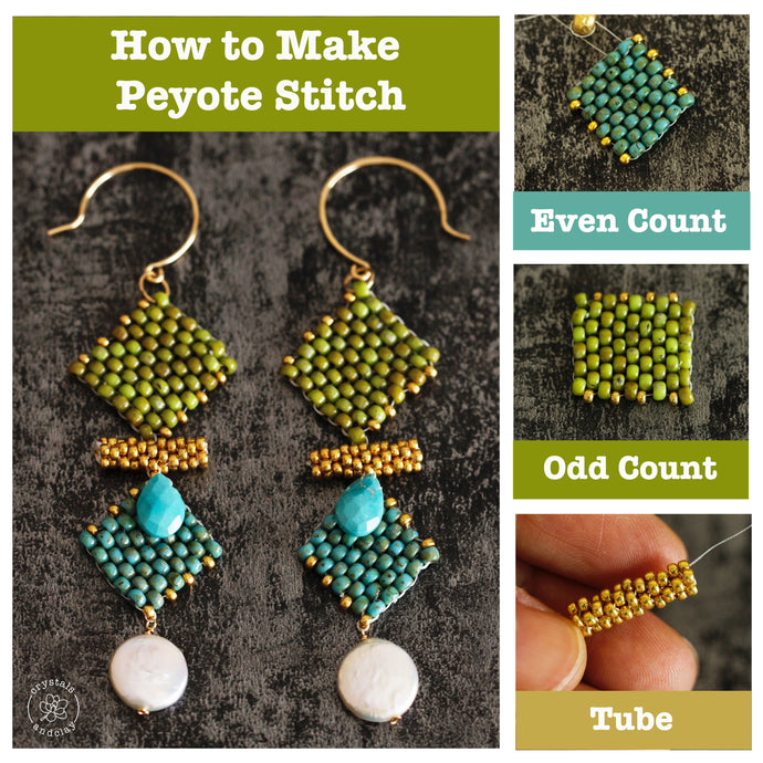 Peyote Stitch Basic - Learn Even Count, Odd Count and Tube in One Earring Design