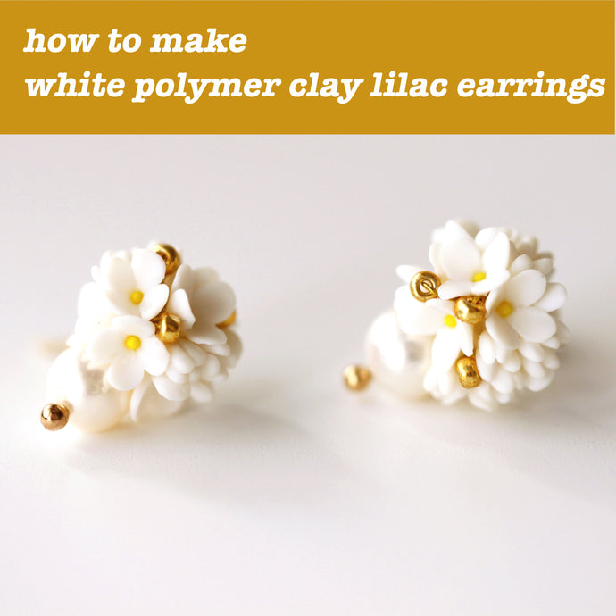 Simple and sweet – how to make white lilac polymer clay earrings