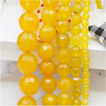 Load image into Gallery viewer, 4/6/8/10/12mm 15 inch Strand Faceted Yellow Chalcedony Round Beads