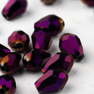 6x8mm 30 Pieces Teardrop Glass Crystal Briolette Beads (33 colors)
