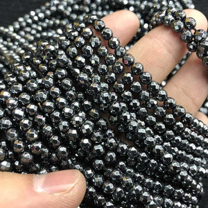 2/3/4/6/8/10/12mm Round Faceted Natural Hematite Beads One Strand