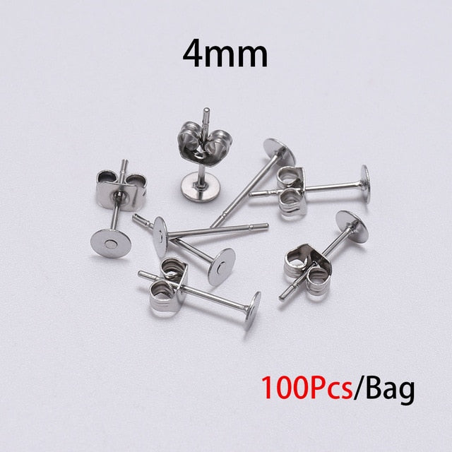 100 pcs Stainless Steel Ear Nuts Earring Backs DIY Earrings Findings  6x4.5x3.5mm