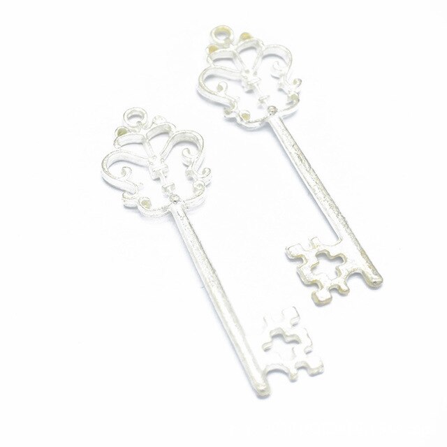 5pcs Charms Key Antique Silver Color Vintage Key Charms for Jewelry Making  Charms Pendant Key Jewelry Findings DIY - (Metal Color: B13602-51x20mm)