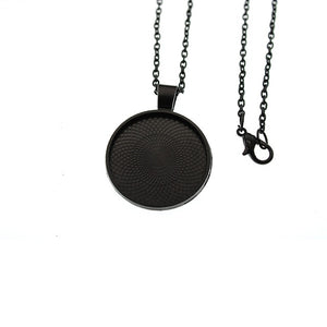 5pcs 25mm Round Bezel Blank Base Necklace Pendant with Chains Necklace