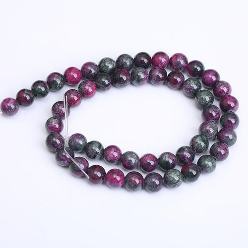 6/8/10/12mm Natural Tourmaline Jade Round Beads Red Chalcedony(Rose and Green Color)