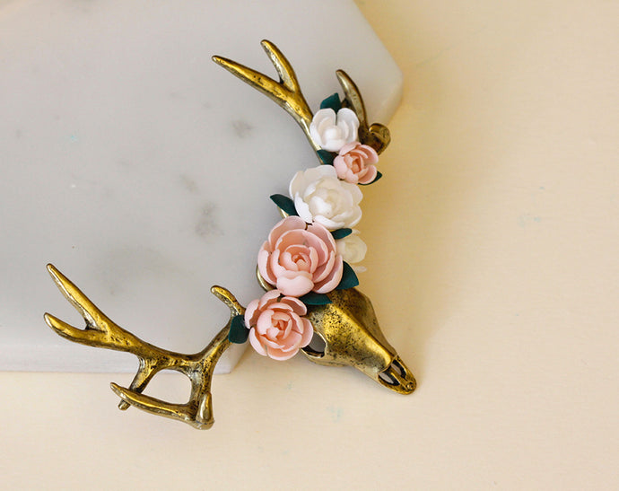 How to make an elk skull with peonies pendant