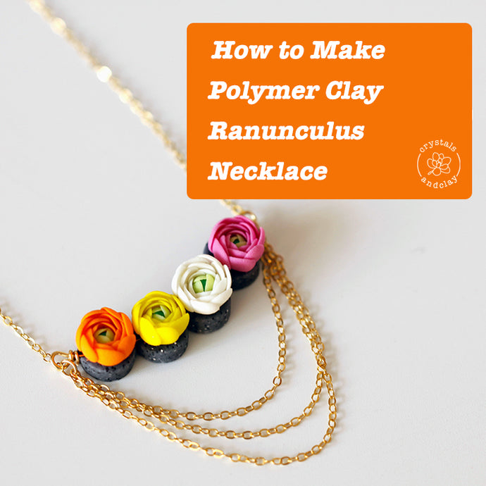 How to make polymer clay ranunculus flower necklace