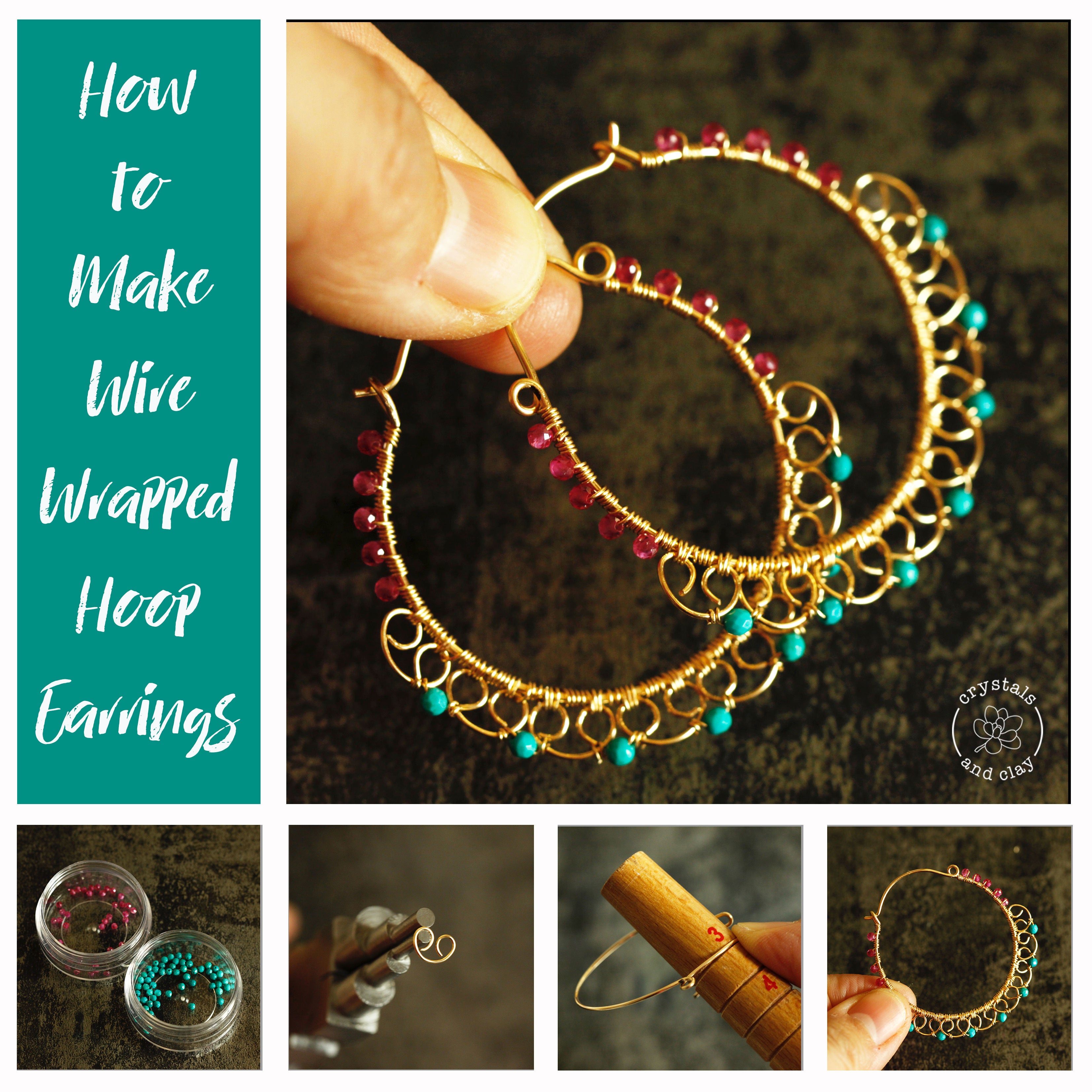 Jewelry Making Techniques - How to Wire Wrap Herkimer Beaded Gold Filled  Hoop Earrings - Stones & Findings