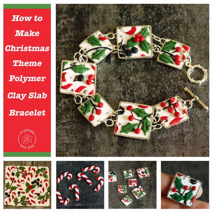 How to Make Christmas Theme Polymer Clay Slab Bracelet (Beginner Friendly)