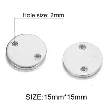 Load image into Gallery viewer, 20Pcs 8/10/15mm Round Small Stamping Blank Connector With Two Holes (Gold/Silver)