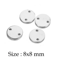 Load image into Gallery viewer, 20Pcs 8/10/15mm Round Small Stamping Blank Connector With Two Holes (Gold/Silver)