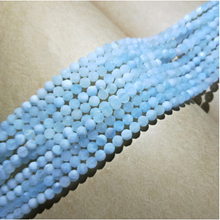 Load image into Gallery viewer, 4/6/8/10mm AA Aquamarine Blue Round Faceted Natural Stone Beads 15inch Strand