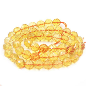 6/8/10mm Faceted Round Citrine Natural Gemstone Loose Beads Strand 15"
