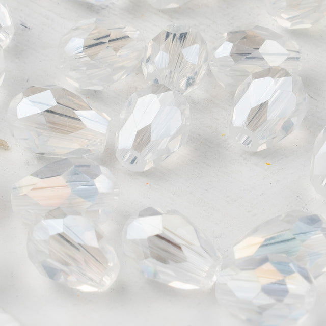 12 or 60 Pieces: 6x8 mm Teardrop Imitation Crystal Birthstone Bead