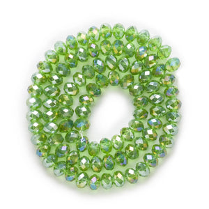4/6/8mm 50 Pcs Light Green AB Color Crystal Glass Round Beads