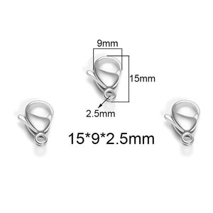 25Pcs Stainless Steel Lobster Clasps For Jewelry Making 9/10/12/15mm Silver Gold Black