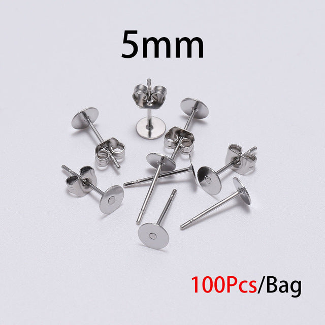 100pcs 5mm Stainless Steel Earring Backs Plug Earring Settings Base Ear  Studs Back Earring Stopper for DIY Jewelry Making (5mm(0.20 inch))