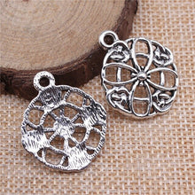 Load image into Gallery viewer, 10pcs Silver Color Antique Flower Charm Pendant