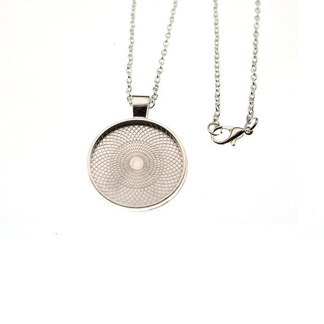 Sublimation Small Circle Rotating Necklace (w/ Blank Disk) Silver (Rope Chain)