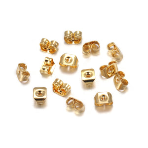 3/4/5/6/8/10/12mm 20pcs Stainless Steel Gold Earring Posts with Earring Backs