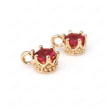 Load image into Gallery viewer, 6Pcs 5.5mm 24K Gold Color Plated Zircon Round Charms (Multi-Color Options)