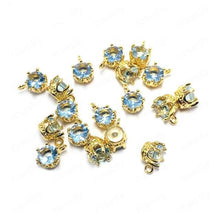 Load image into Gallery viewer, 6Pcs 5.5mm 24K Gold Color Plated Zircon Round Charms (Multi-Color Options)