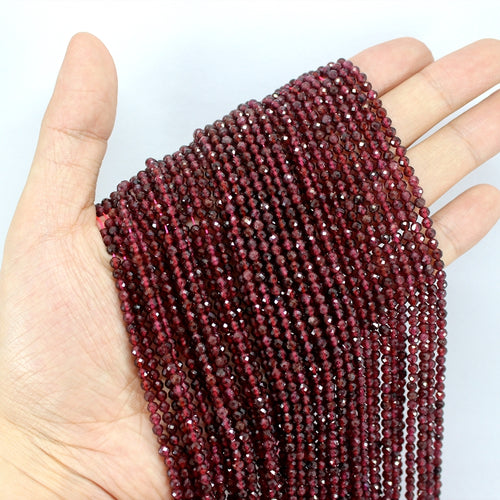 2/3/4mm 15 inch Strand Faceted Round Natural Garnet Beads