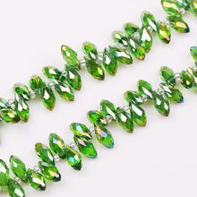 Load image into Gallery viewer, 6x12mm 50Pcs Faceted Top Drill Teardrop Glass Crystal Briolette Beads